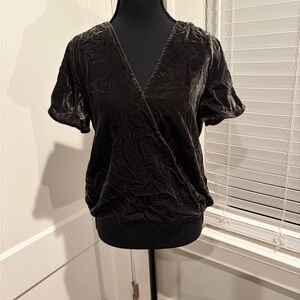 Splendid Charcoal Velvet Faux Wrap Blouse